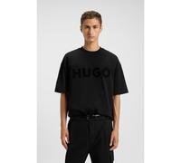 HUGO Cotton-jersey T-shirt with tonal logo - Style Dinkee, 50525765 Black XXL