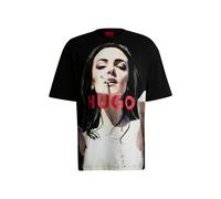 HUGO Oversized-fit T-shirt in cotton with statement artwork - Style Duwedie, 50535314 Black S