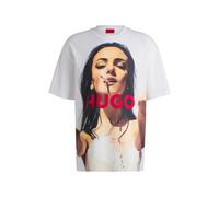 HUGO Mens Duwedie Oversized-fit T-Shirt in Cotton with Statement Artwork