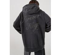 HUGO Oversized Hoodie With Embellished Logo, Black, Size M, Women Black