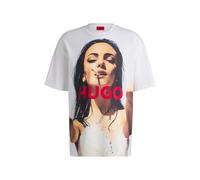 HUGO Mens Duwedie Oversized-fit T-Shirt in Cotton with Statement Artwork