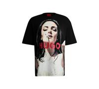 HUGO Oversized T-Shirt Aus Baumwolle Mit Statement-Artwork Black