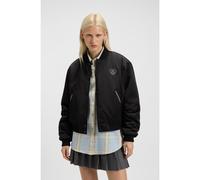 HUGO Padded varsity-style jacket with Happy HUGO logos - Style Felinah-1_B, 50541214 Black XS