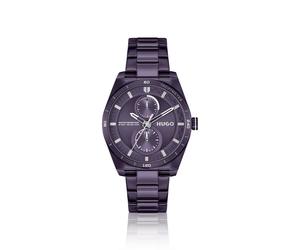 HUGO Purple-plated steel watch with geometric case - Style #FAST FOR HER, HB1540170 Purple pcs.
