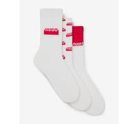 HUGO QS Split Logo Socks White Red (3 pairs)