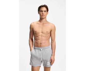HUGO Quick-dry swim shorts with printed stacked logo - Style PAOLO, 50545464 Light Grey XXL