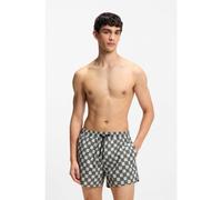 HUGO Quick-dry swim shorts with stacked-logo check print - Style AARON_SWIM, 50556792 Green