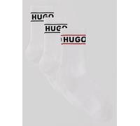 HUGO RED 3 Pack Sport Contrast Logo Ribbed Ankle Sock, White, Size 39-42, Women White