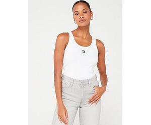 HUGO Red Datamia Logo Vest Top, White, Size Xl = Uk 14, Women White