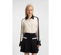 HUGO Regular-fit blouse in crepe with satin trims - Style Etienne, 50543363 White / Black 6