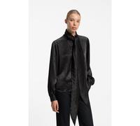 HUGO Regular-fit blouse in satin with burnout print - Style Elegant, 50569683 Black Patterned 8