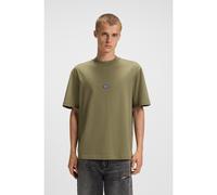 HUGO Regular-fit cotton-jersey T-shirt with blue logo patch - Style Nieros, 50509991 Olive XS