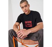 HUGO Regular Fit Deterni Lips Graphic T-Shirt - Black, Black, Size S, Men Black