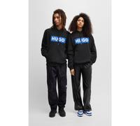 HUGO Mens Nalves Logo-Print Hoodie in Cotton Terry Black