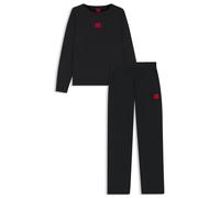 HUGO Regular-fit pyjamas in stretch cotton with logo labels - Style NITE_LONG SET, 50549929 Black XL