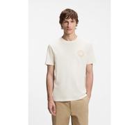 HUGO Regular-fit T-shirt in cotton with jeans-button print - Style Nemodo, 50572303 Natural S