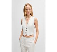 HUGO Regular-fit waistcoat in shimmer fabric - Style Awestana, 50537760 White 6