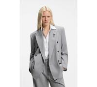 HUGO Relaxed-fit blazer with enamel flower brooch - Style Antegi, 50554018 Light Grey 10