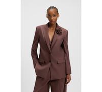 HUGO Relaxed-fit blazer with flower brooch - Style Arosea, 50544133 Dark Brown 14