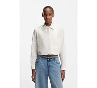 HUGO Relaxed-fit blouse in cotton with Happy HUGO logo - Style Edia_B, 50542967 Natural 8