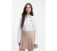 HUGO Relaxed-fit blouse in Oxford cotton with heart logo - Style Erselia, 50556398 White 6
