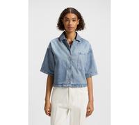 HUGO Relaxed-fit blouse in salt-and-pepper rigid denim - Style Gesila, 50535366 Light Blue M