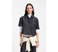 HUGO Relaxed-fit cropped blouse in lightweight denim - Style Erynn_B, 50559135 Dark Blue 10
