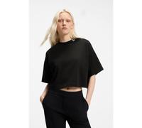 HUGO Relaxed-fit cropped T-shirt in cotton with neck logo - Style Damelody, 50561189 Black M