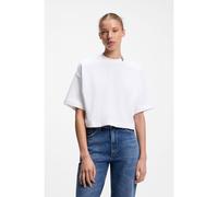 HUGO Relaxed-fit cropped T-shirt in cotton with neck logo - Style Damelody, 50561189 White S