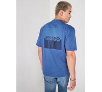 HUGO Relaxed Fit Dusplito Back Print T-Shirt - Blue, Blue, Size 2Xl, Men Blue