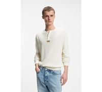 HUGO Relaxed-fit Henley sweater in waffle cotton - Style Sranger, 50566411 Natural XXL