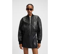 HUGO Relaxed-fit padded leather jacket with patterned quilting - Style Lesana, 50542331 Black S