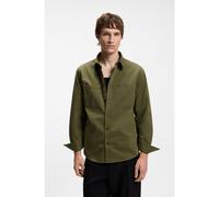 HUGO Relaxed-fit shirt in cotton twill with chest logo - Style Egrin, 50566885 Dark Green L