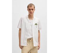 HUGO Relaxed-fit shirt in cotton with palm-tree prints - Style Ellino, 50540153 White L