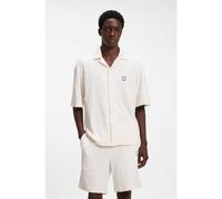 Hugo Mens Hugo Leopard-Print Relaxed-Fit Cotton-Towelling Shirt Open White L