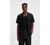HUGO Relaxed-fit shirt in printed cotton poplin - Style Ellino, 50545328 Black M