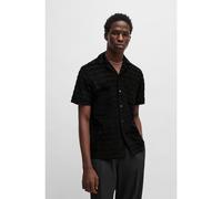 HUGO Relaxed-fit shirt in striped cotton towelling - Style Ellino, 50539351 Black L