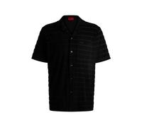 HUGO Relaxed-fit shirt in striped cotton towelling - Style Ellino, 50539351 Black S