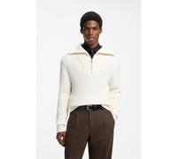 HUGO Relaxed-fit sweater in ribbed cotton with zip neck - Style Srithon, 50570250 Natural XL