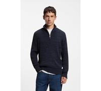 HUGO Relaxed-fit zip-neck sweater with mouliné texture - Style Shelvy, 50571240 Dark Blue L