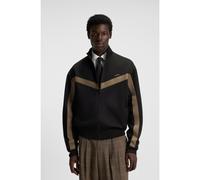 HUGO Relaxed-fit zip-up sweatshirt with chevron tape - Style Darti, 50549418 Black L