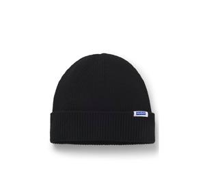 HUGO Rib-knit beanie hat with logo label - Style Xiav, 50551371 Black pcs.