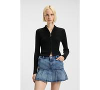 HUGO Ribbed cardigan with logo-puller zip - Style Sestry_B, 50548140 Black L