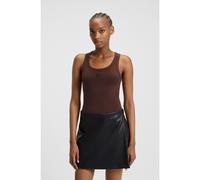 HUGO Ribbed cotton-blend tank top with embroidered stacked logo - Style Datamia, 50514489 Dark Brown XL