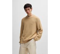HUGO Mens Sonni Logo-Badge Sweater in Ribbed Cotton