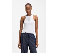 HUGO Ribbed-cotton tank top with logo artwork - Style Dimartini_B, 50560792 White