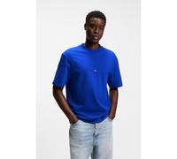 HUGO Ribbed-neck cotton T-shirt with logo badge - Style Nieros, 50509991 Blue XXL