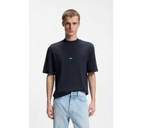 HUGO Ribbed-neck cotton T-shirt with logo badge - Style Nieros, 50509991 Dark Blue M
