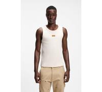 HUGO Ribbed tank top with suede logo badge - Style Nuvest, 50563974 Natural L