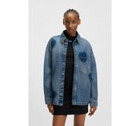 HUGO Rigid-denim jacket with printed hearts - Style Garesa_2_B, 50544492 Blue S